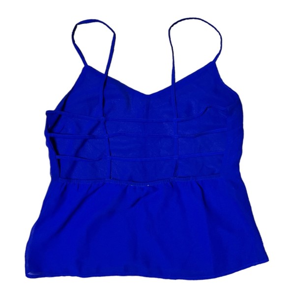 Charlotte Russe Beaded Blouse Size M Sleeveless Royal Blue Cutout Back - Picture 1 of 6
